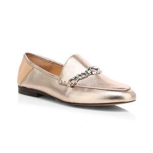 Coach Metallic Gold Leather Helena Slip On Penny Loafer Flats Women's 6